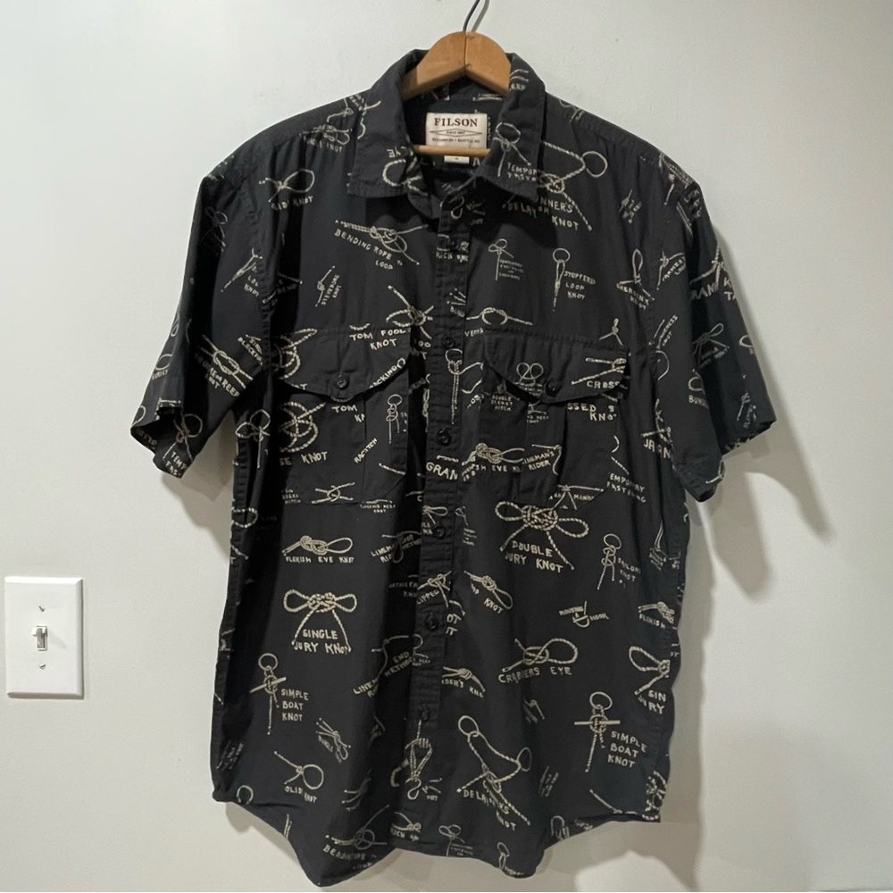 Men’s Filsons Washed Feather Cloth Shirt Knots Deadstock Rugged Outdoors Durable